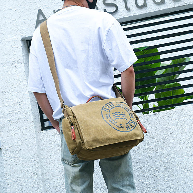 Men's Canvas Fashion Business Portable Official Document Men's Shoulder Bags