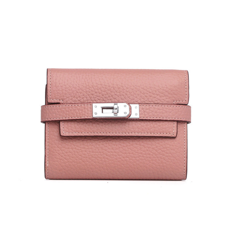 Women's Fashion Classic Lychee Pattern Cowhide Clutch Ladies Wallets