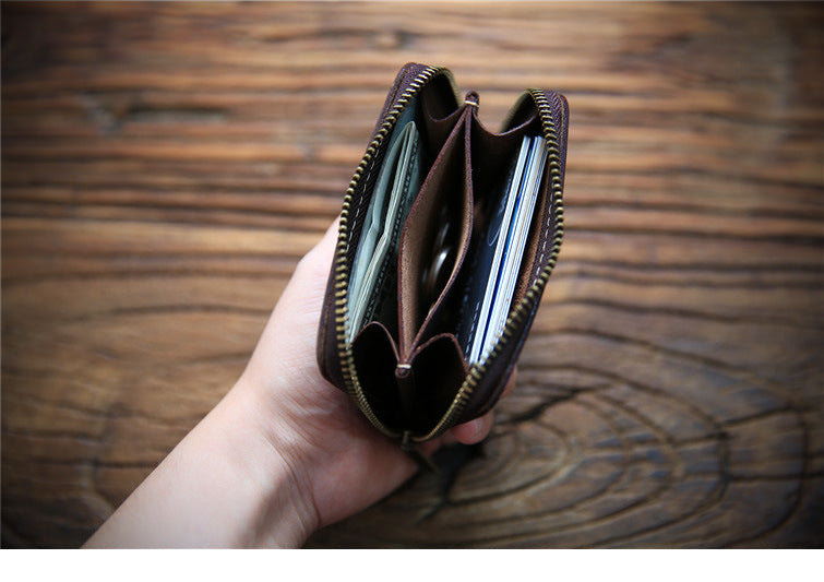 Men's Crazy Horse Leather First Layer Cowhide Purses