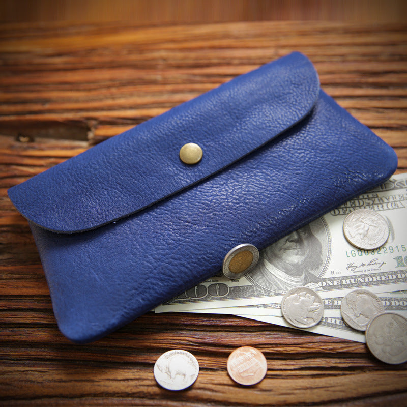 Men's Retro Handmade Long First Layer Cowhide Genuine Leather Large Capacity Men's Wallets