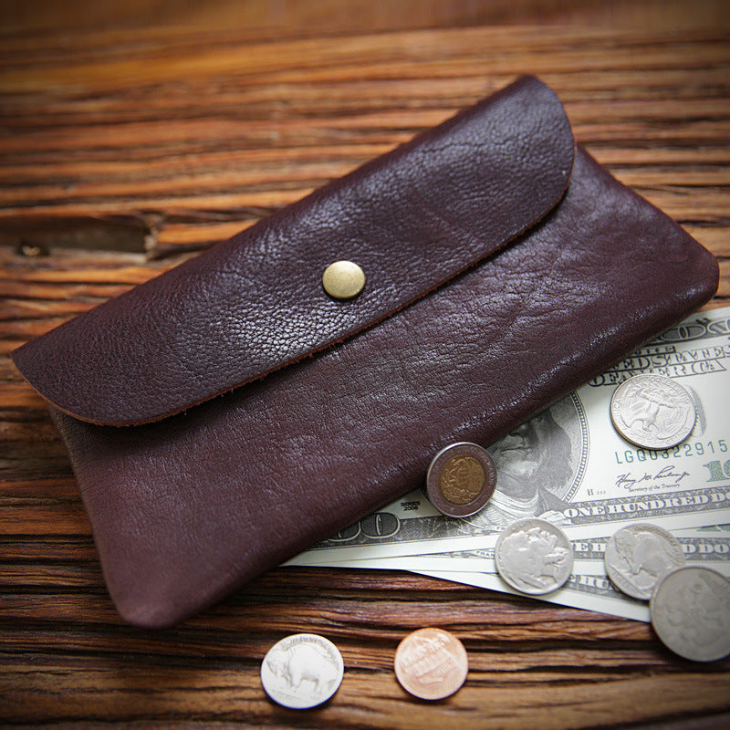 Men's Retro Handmade Long First Layer Cowhide Genuine Leather Large Capacity Men's Wallets