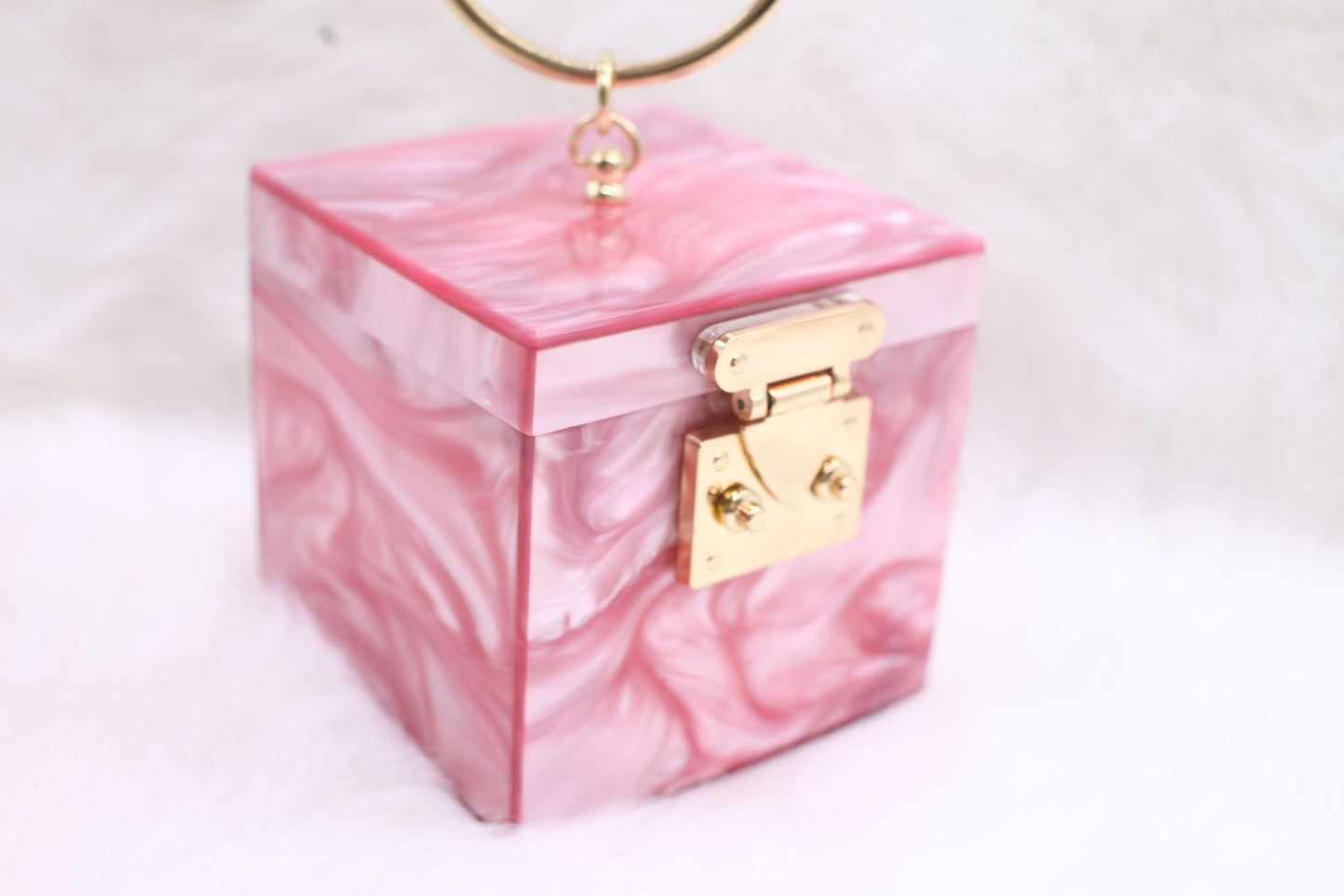 Elegant Marble Pattern Acrylic Box Hand Evening Bags