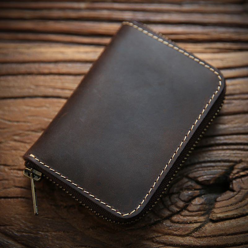 Men's Crazy Horse Leather First Layer Cowhide Purses