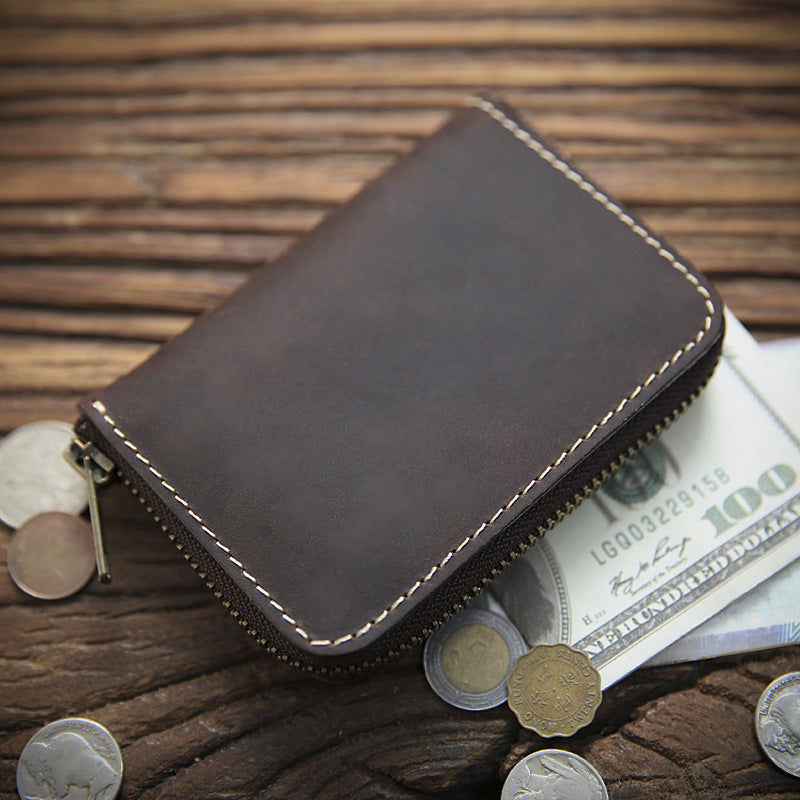 Men's Crazy Horse Leather First Layer Cowhide Purses