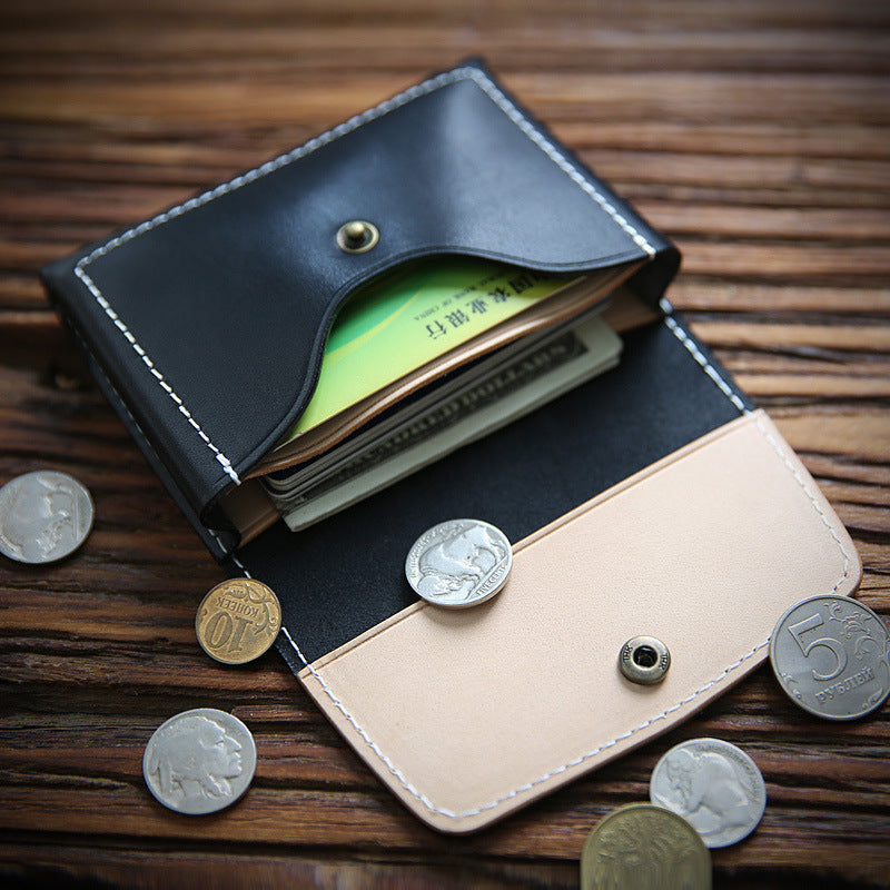 Women's & Men's Handmade Retro Short And Genuine Cattlehide Leather Men's Wallets