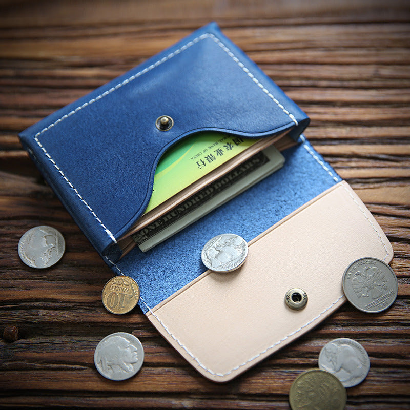 Women's & Men's Handmade Retro Short And Genuine Cattlehide Leather Men's Wallets