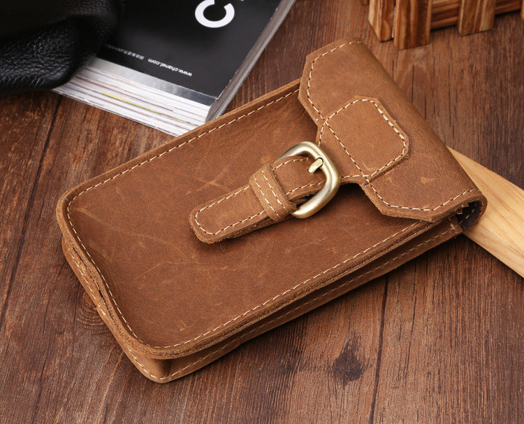 Men's New Retro Crazy Horse Leather Phone Bags
