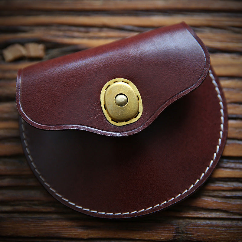 Women's & Men's & Handmade Vegetable Tanned Leather Mini Men's Wallets