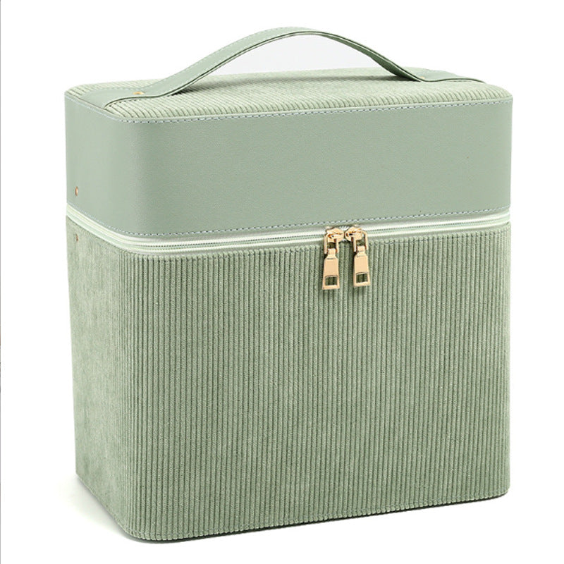 Simple Leather Corduroy Portable Large Capacity Storage Cosmetic Bags