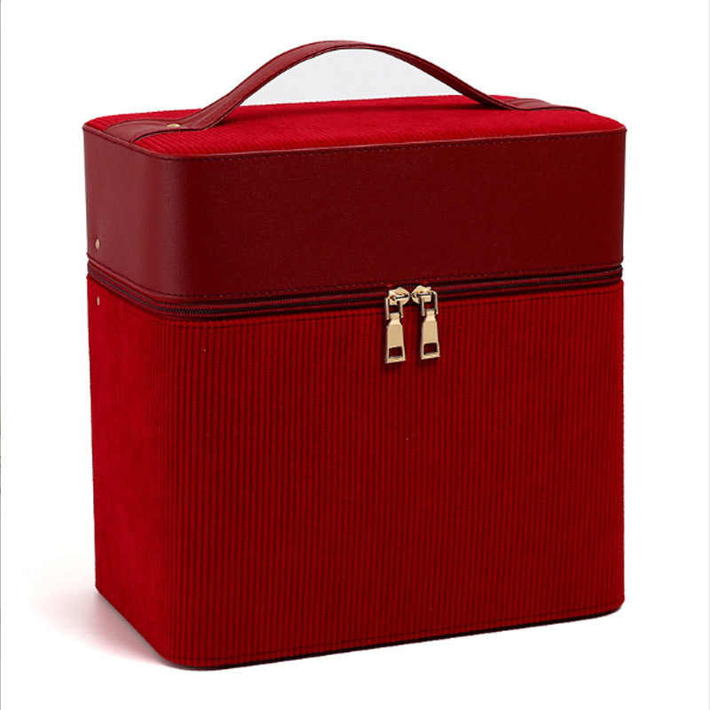 Simple Leather Corduroy Portable Large Capacity Storage Cosmetic Bags