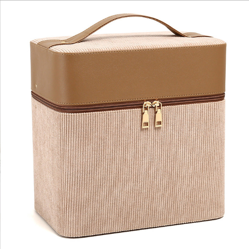 Simple Leather Corduroy Portable Large Capacity Storage Cosmetic Bags