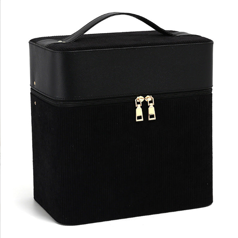 Simple Leather Corduroy Portable Large Capacity Storage Cosmetic Bags