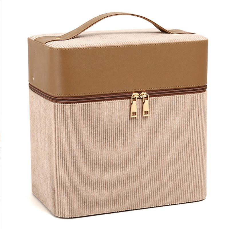 Simple Leather Corduroy Portable Large Capacity Storage Cosmetic Bags