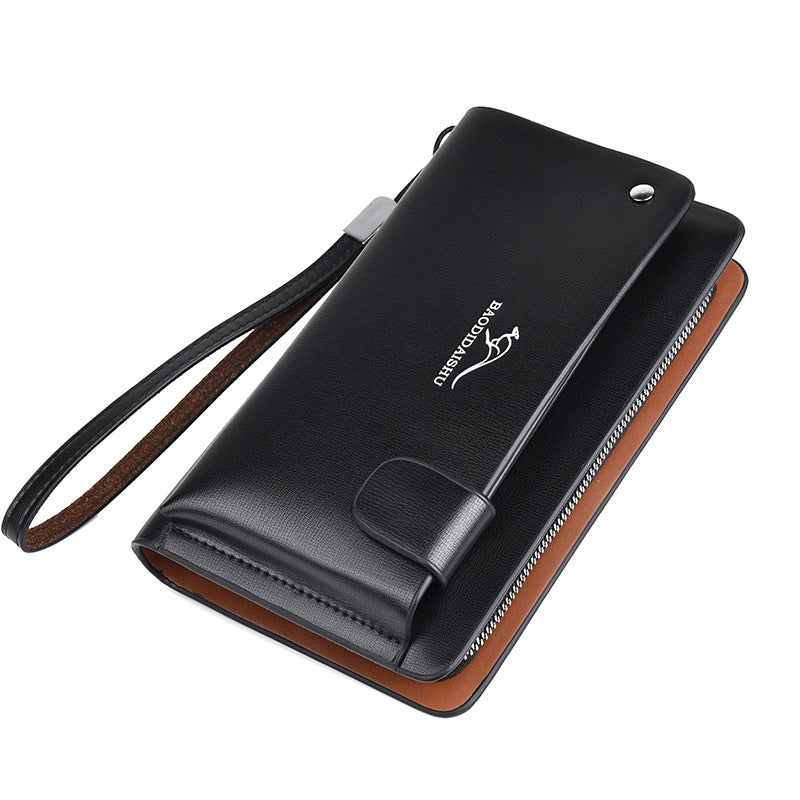 Men's Kangaroo Clutch Single Zipper Business Handbags