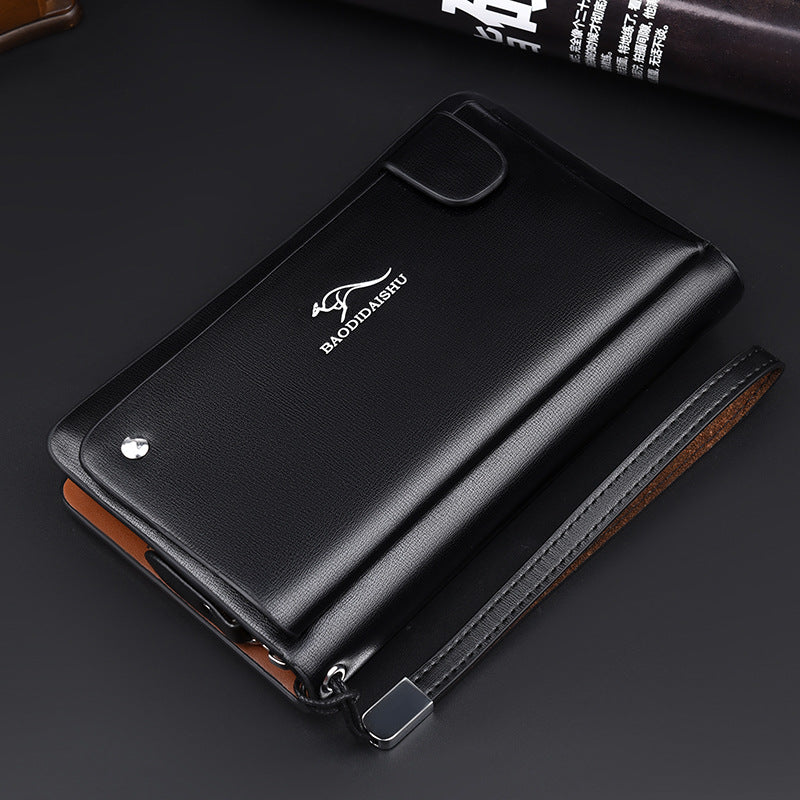 Men's Kangaroo Clutch Single Zipper Business Handbags