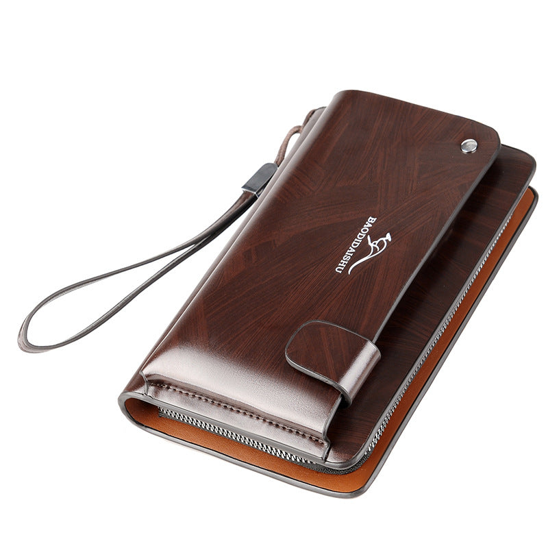 Men's Kangaroo Clutch Single Zipper Business Handbags