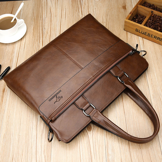 Men's Fashion Business Horizontal Leather File Men's Messenger Bags