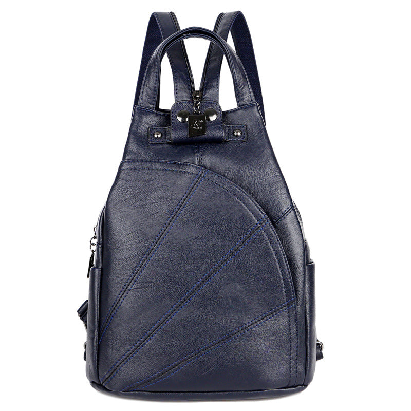 Women's Korean Style Soft Leather Stitching Leisure Bags