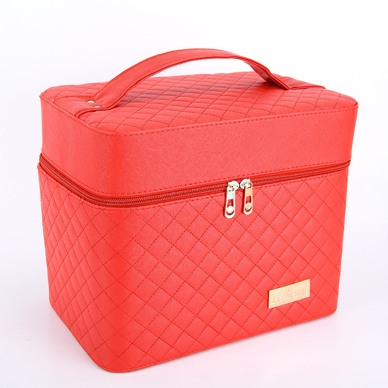 Plaid Portable Convenient Large Multifunctional Storage Cosmetic Bags