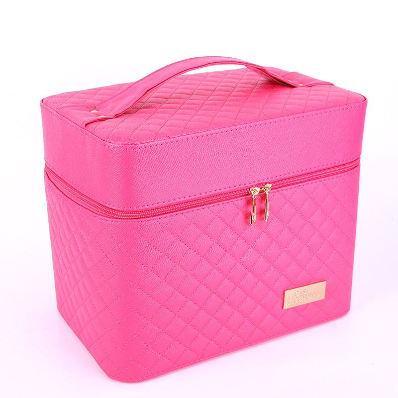 Plaid Portable Convenient Large Multifunctional Storage Cosmetic Bags