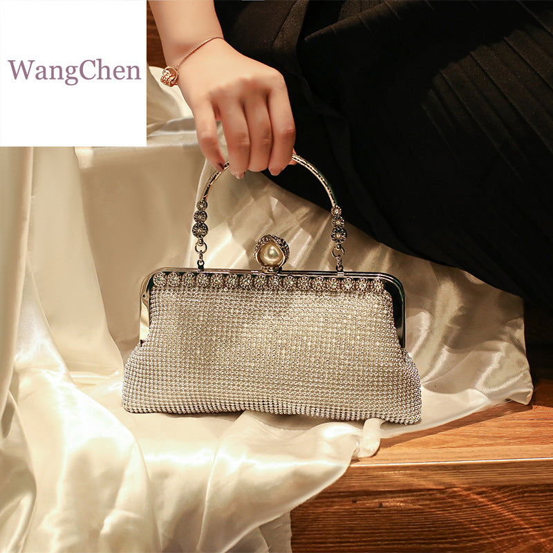 Women's Distinguished Diamond Sequined Dinner Dress Evening Bags