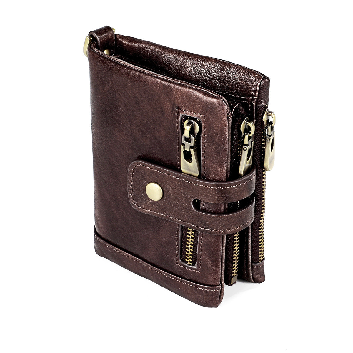 Man Vertical Short Zipper Multifunctional First Men's Wallets