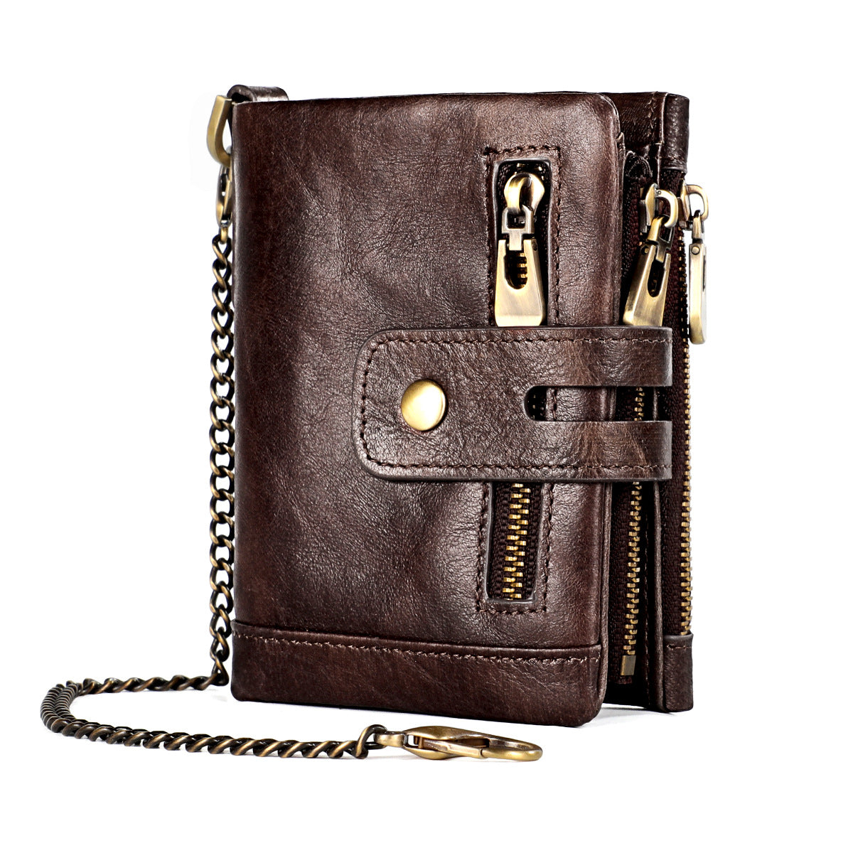 Man Vertical Short Zipper Multifunctional First Men's Wallets