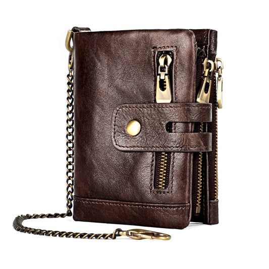 Man Vertical Short Zipper Multifunctional First Men's Wallets
