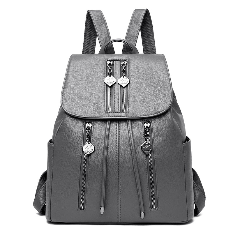 Women's Korean Fashionable Simple Soft Leather Backpacks