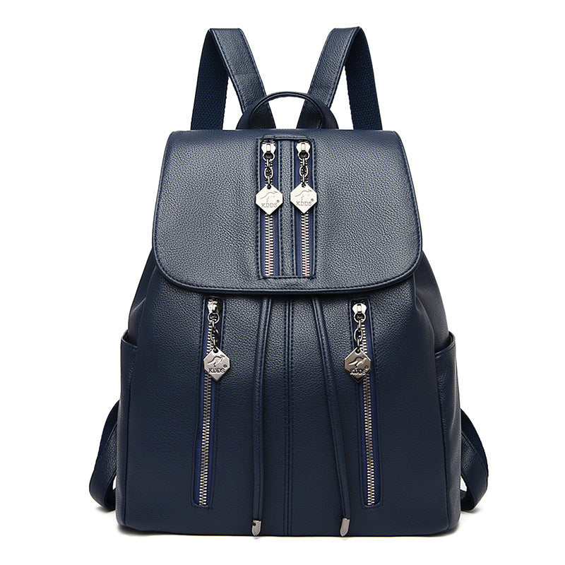 Women's Korean Fashionable Simple Soft Leather Backpacks