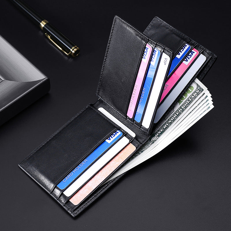 Men's Swiping Short Oil Wax Leather Multifunctional Men's Wallets