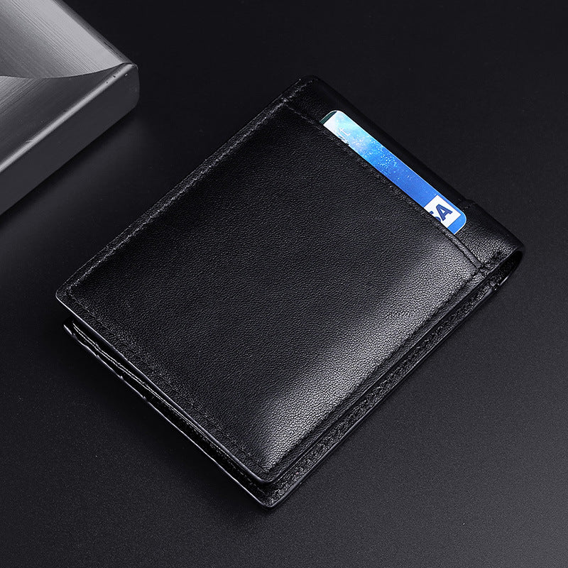 Men's Swiping Short Oil Wax Leather Multifunctional Men's Wallets