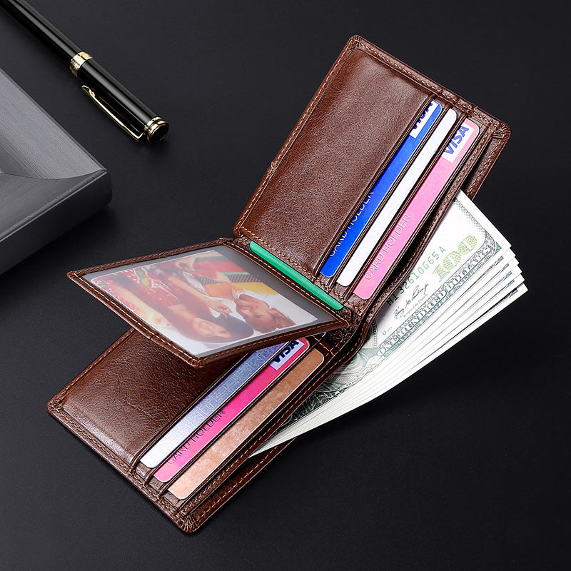Men's Genuine Leather Vintage Oil Wax Cowhide Men's Wallets