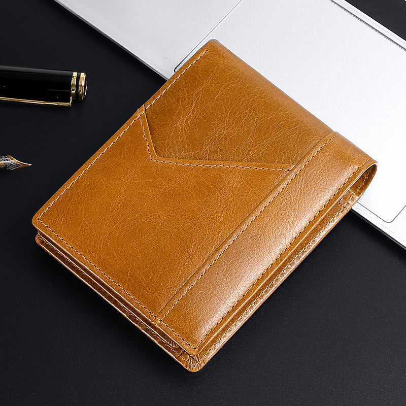 Men's Genuine Leather Vintage Oil Wax Cowhide Men's Wallets