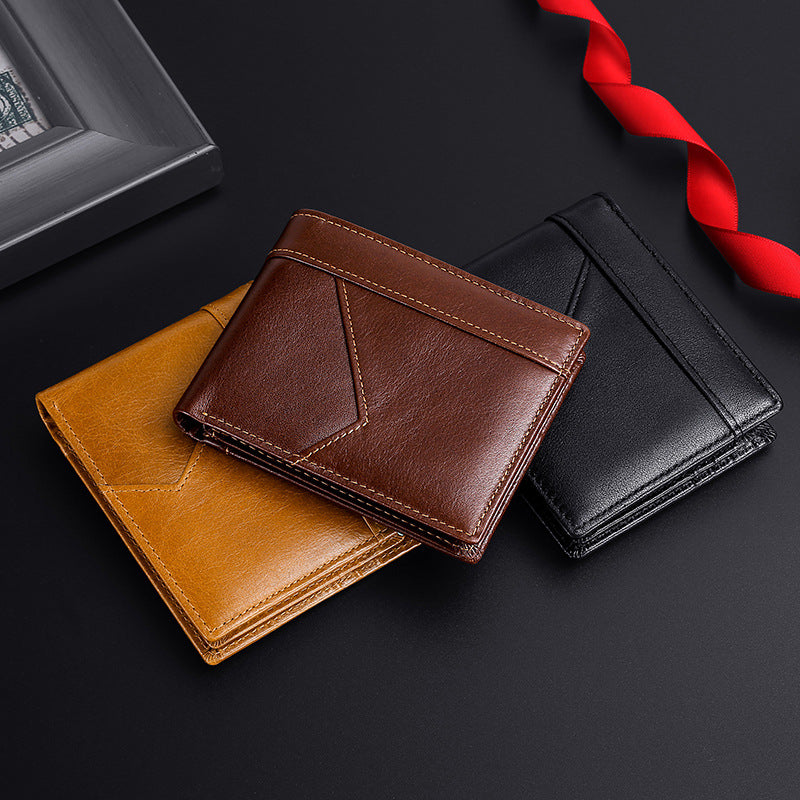 Men's Genuine Leather Vintage Oil Wax Cowhide Men's Wallets