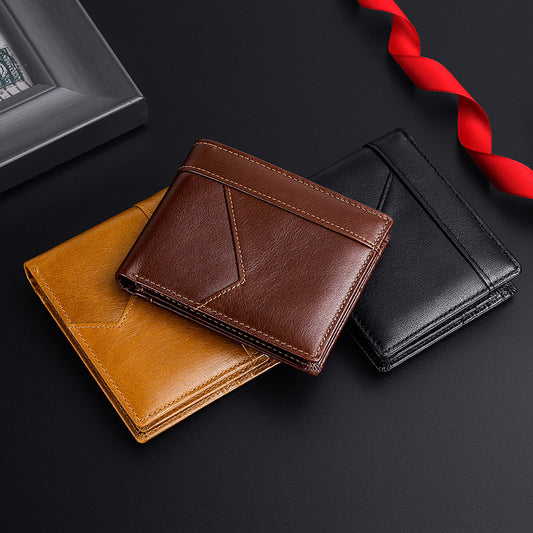 Men's Genuine Leather Vintage Oil Wax Cowhide Men's Wallets