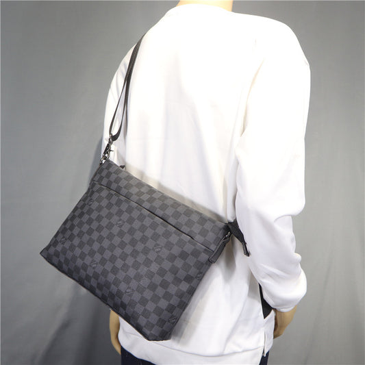 Men's Attractive Korean Business Plaid Personalized Men's Shoulder Bags
