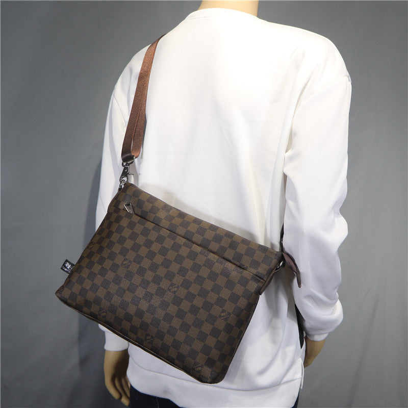 Men's Attractive Korean Business Plaid Personalized Men's Shoulder Bags