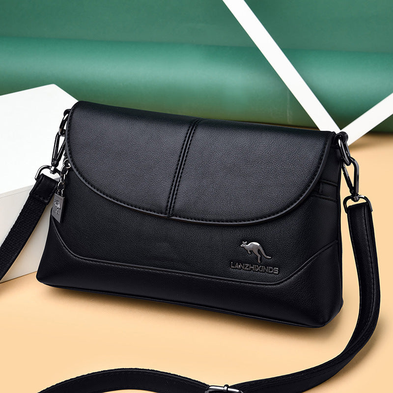 Women's Korean Style Soft Leather Trendy Mom Shoulder Bags