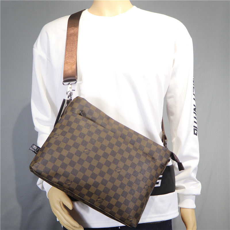 Men's Attractive Korean Business Plaid Personalized Men's Shoulder Bags
