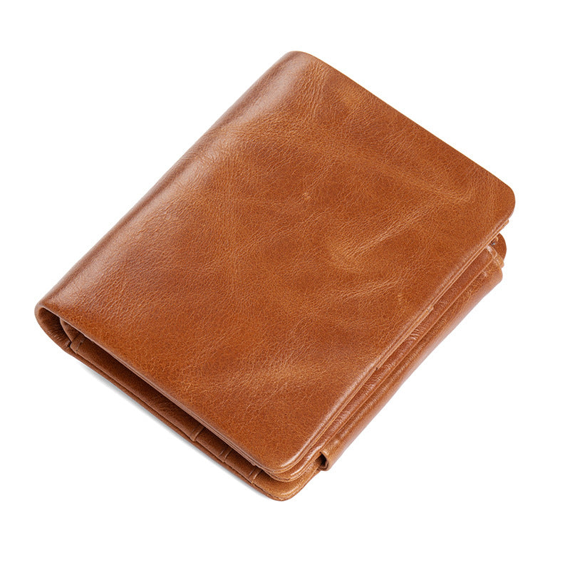 Men's Leather Swiping Large Capacity Double Zipper Men's Wallets
