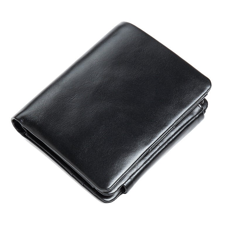 Men's Leather Swiping Large Capacity Double Zipper Men's Wallets