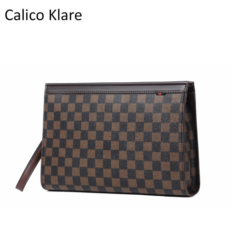 Men's Plaid Hand Holding Envelope Mobile Fashion Bags
