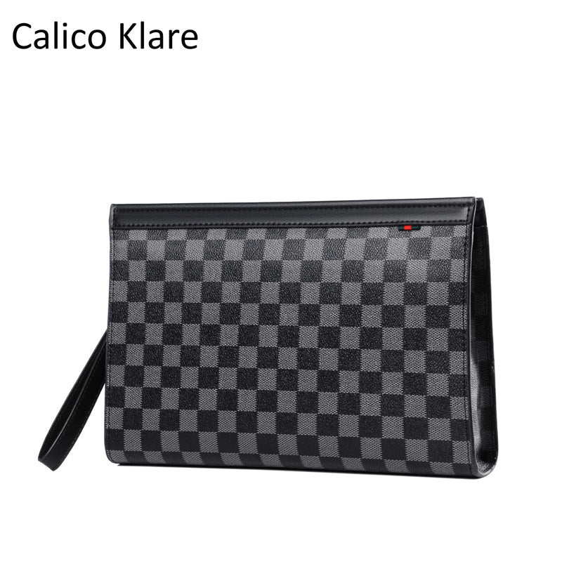 Men's Plaid Hand Holding Envelope Mobile Fashion Bags
