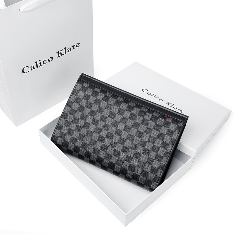 Men's Plaid Hand Holding Envelope Mobile Fashion Bags