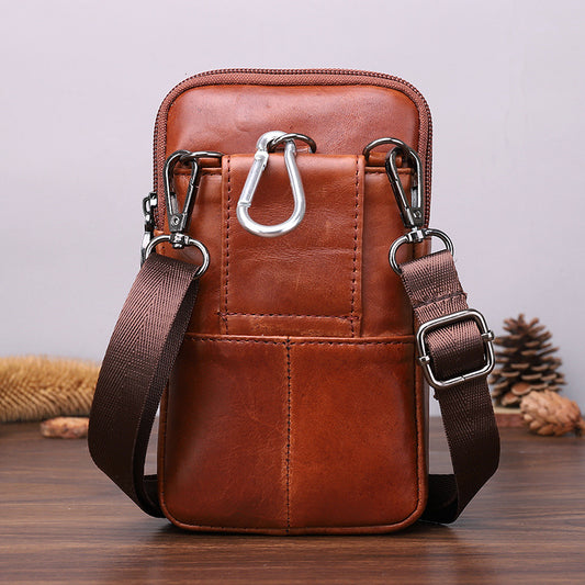 Men's Cowhide Leather Mini Cross Body Multifunctional Phone Bags