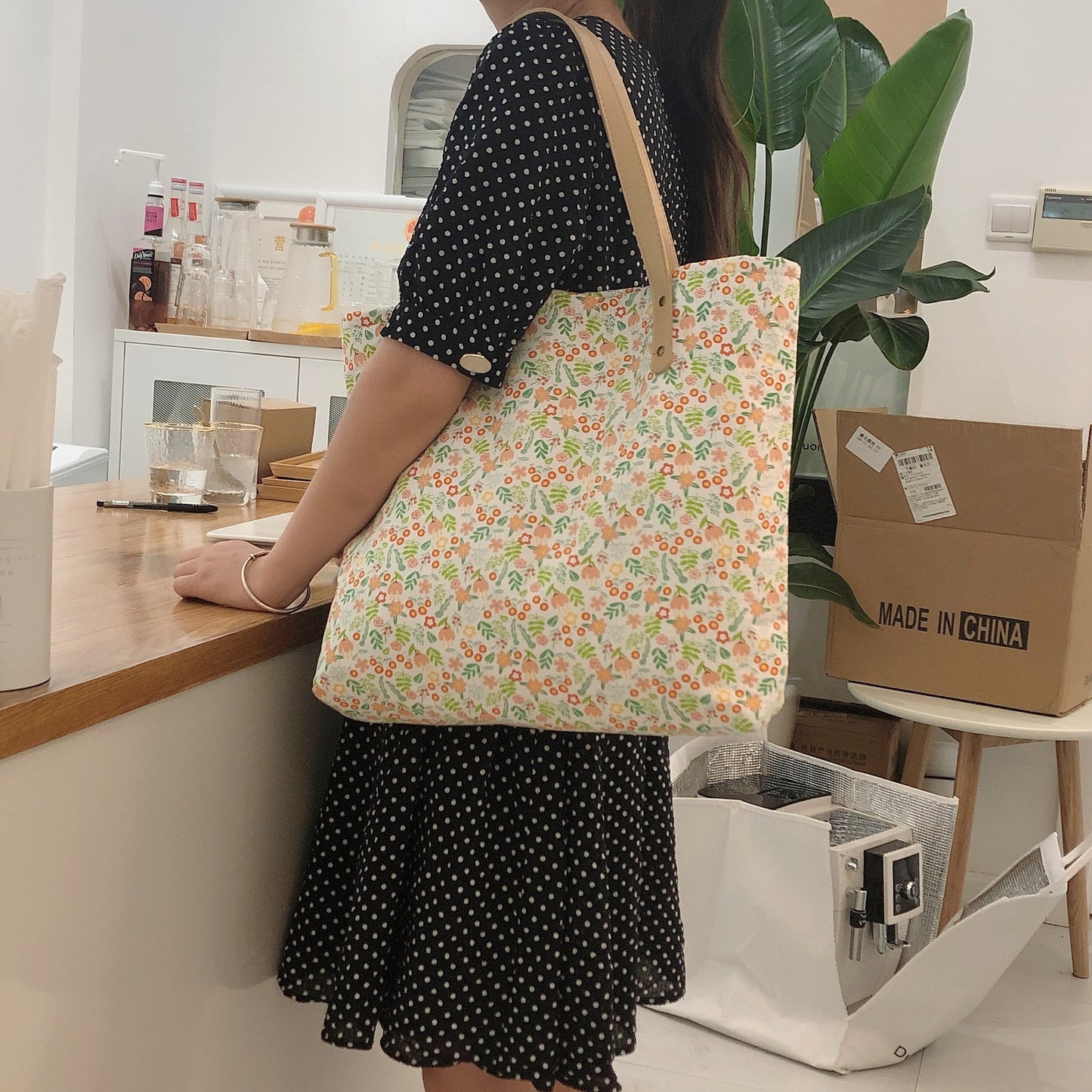 Fresh Floral Large Capacity Cloth Cotton Handbags