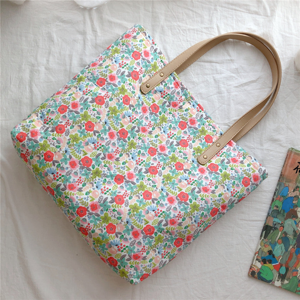 Fresh Floral Large Capacity Cloth Cotton Handbags