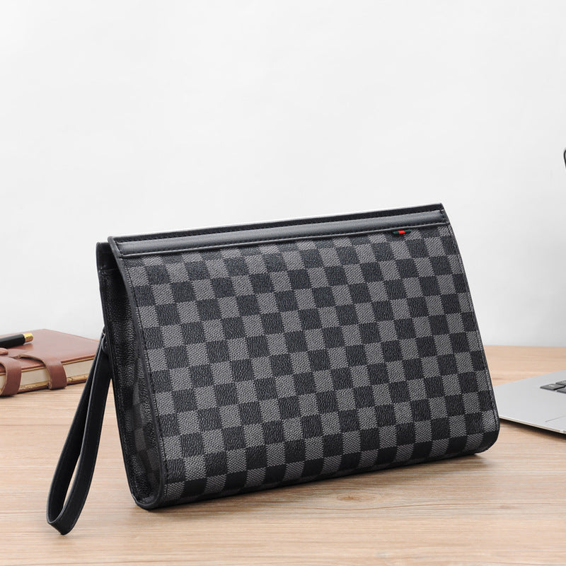 Men's Plaid Hand Holding Envelope Mobile Fashion Bags