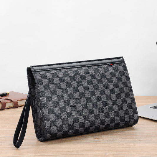 Men's Plaid Hand Holding Envelope Mobile Fashion Bags